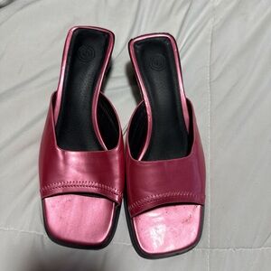 Urban Outfitters Metallic Pink Mules